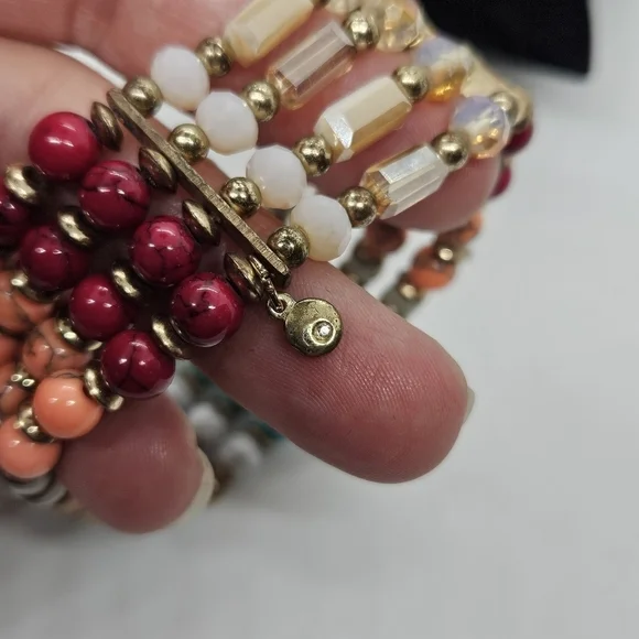 multicolor beaded layered stretch bracelet - Picture 3 of 3